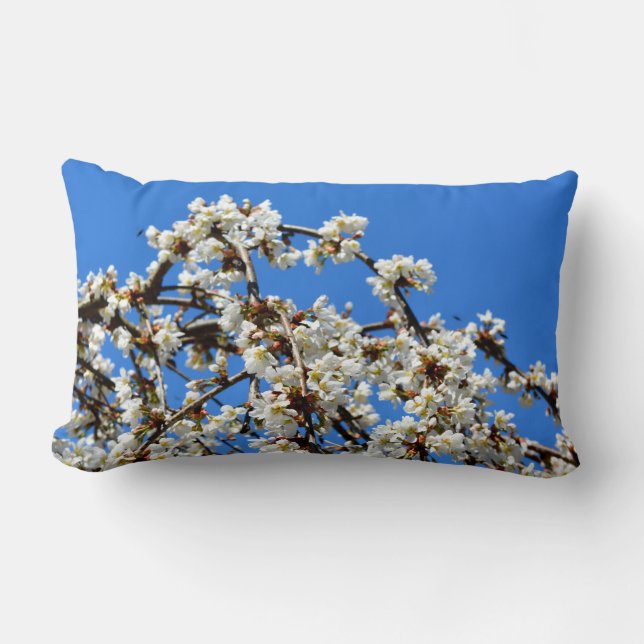 Elegante weiße Blüten Lendenkissen (Vorderseite)