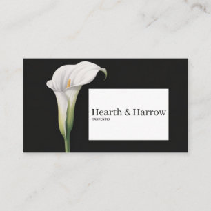 Elegante Weiße Calla-Lilie Minimalistische Schwarz Visitenkarte
