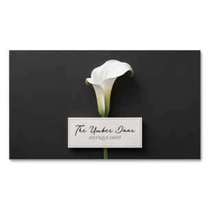 Elegante weiße Calla-Lilie minimalistisches schwar Magnetische Visitenkarte