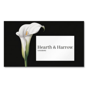 Elegante weiße Calla-Lilie schwarze Blütenmuster Magnetische Visitenkarte