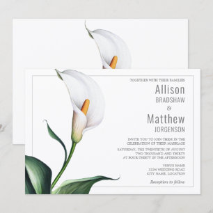Elegante weiße Calla-Lilien-Hochzeit Einladung