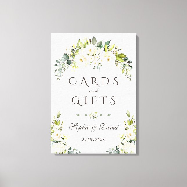Elegante weiße Creme Blumenkarten & Geschenke Hoch Leinwanddruck (Vorderseite)