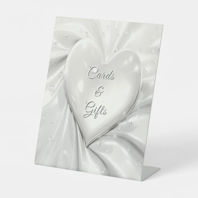 Elegante weiße Creme Tabletop-Zeichen Sockelschild (Vorderseite)