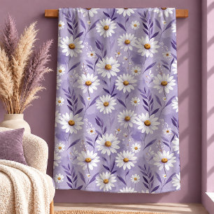 Elegante Weiße Daisy Pastell Lila Decke Sherpadecke