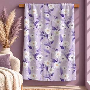 Elegante Weiße Daisy Staubige Lila Kunst Sherpadecke