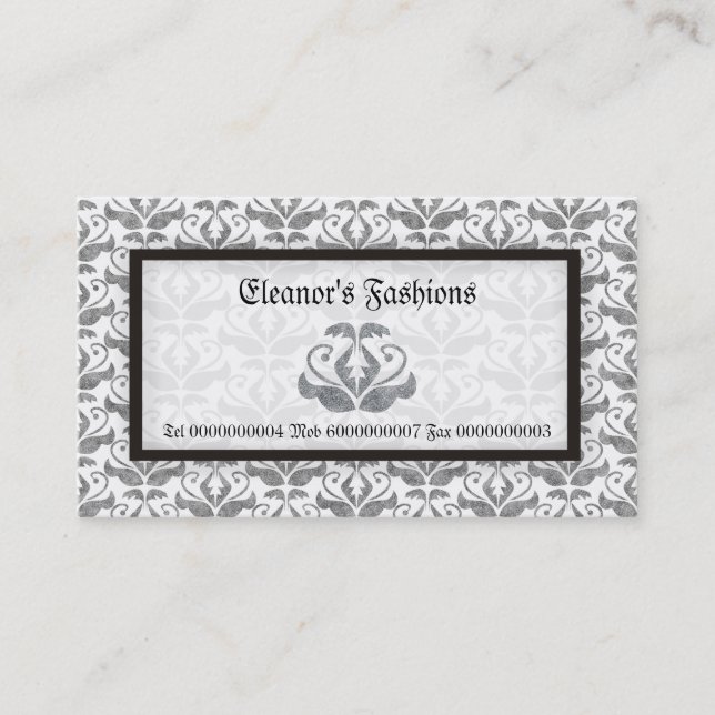 Elegante weiße Damast-Modekarten Visitenkarte (Vorderseite)