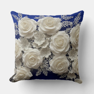 Elegante weiße Dekorationsrosen Kissen