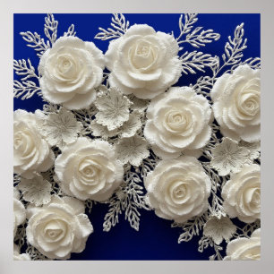 Elegante, weiße dekorative Rose Poster