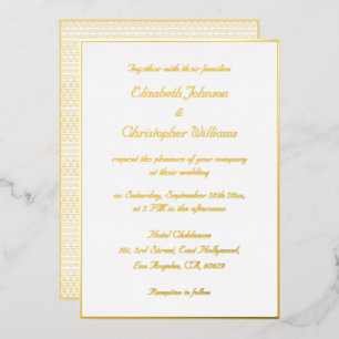 Elegante weiße falsche Gold moderne maßgeschneider Folieneinladung
