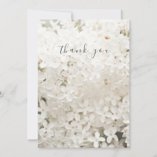 Elegante weiße Flora Flat Danke Karte (Vorderseite)