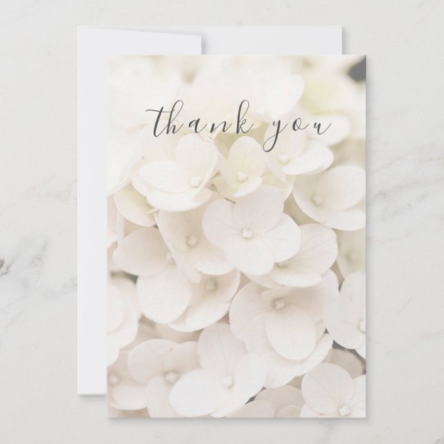 Elegante weiße Flora Flat Danke Karte (Vorderseite)