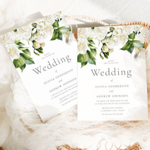 Elegante weiße Flora Hochzeit zu jeder Jahreszeit Einladung