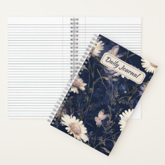 Elegante Weiße Flora und Butterfly Wasserfarbe | i Notizbuch
