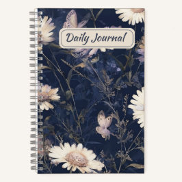 Elegante Weiße Flora und Butterfly Wasserfarbe | i Notizbuch