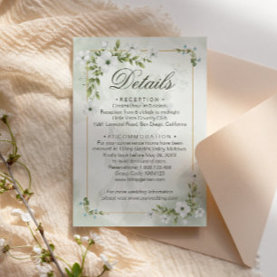 Elegante weiße Floral-Hochzeits-Detailkarte Begleitkarte