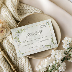 Elegante weiße Floral-Hochzeits-RSVP-Karte Gästeco RSVP Karte