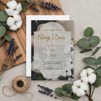 Elegante weiße florale Boho-Hochzeitseinladung Einladung