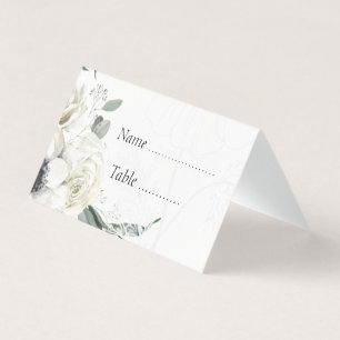 Elegante weiße florale botanische Hochzeitsplatzka