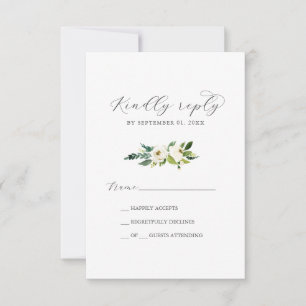 Elegante weiße, florale einfache RSVP-Karte RSVP Karte
