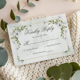 Elegante weiße florale Hochzeits-RSVP-Karte Gästes RSVP Karte