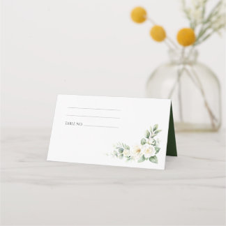 Elegante weiße florale Hochzeitsplatzkarte Platzkarte