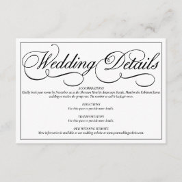 Elegante weiße formale Hochzeitskarte Begleitkarte
