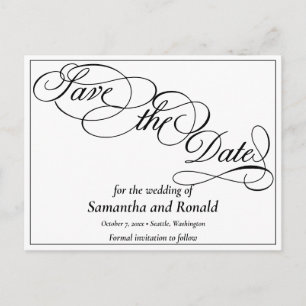 Elegante weiße formale Save the Date-Karte Ankündigungspostkarte