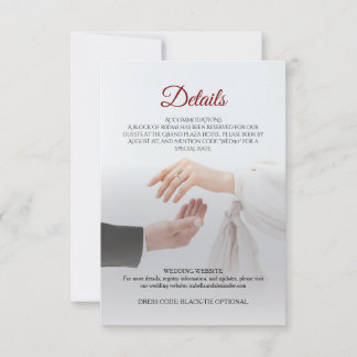 Elegante weiße Foto-Hochzeits-Details-Karte Ringe Einladung