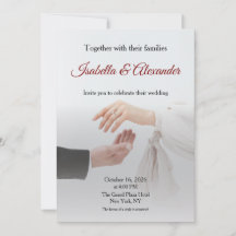 Elegante weiße Foto-Hochzeitseinladung mit Händen