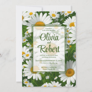 Elegante weiße Gänseblütenfelder Hochzeit Einladung