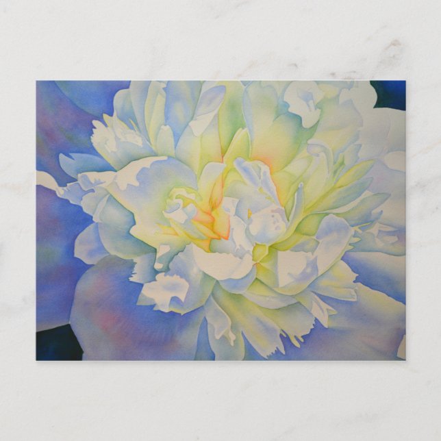 Elegante, weiße, gelbe Perle mit blühender Wasserf Postkarte (Vorderseite)
