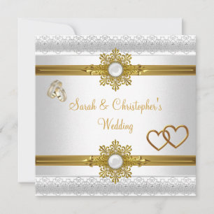 Elegante weiße Gold-Herz-Juwel-Ringe für die Hochz Einladung