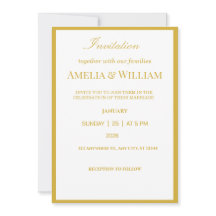 Elegante weiße Gold-Minimal-Hochzeits-Einladung