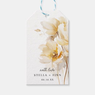 Elegante Weiße Goldene Blumen Hochzeit Geschenkanhänger