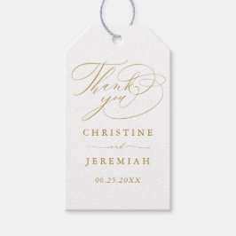 Elegante weiße Goldskriptnamen Hochzeit Danke Geschenkanhänger