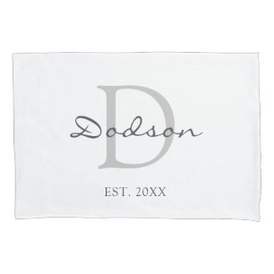 Elegante weiße graue Skriptpaare Monogramm Kissenbezug