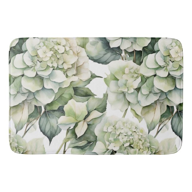 Elegante weiße, grüne Hydrangeas mit Blumen Badematte (Vorderseite)