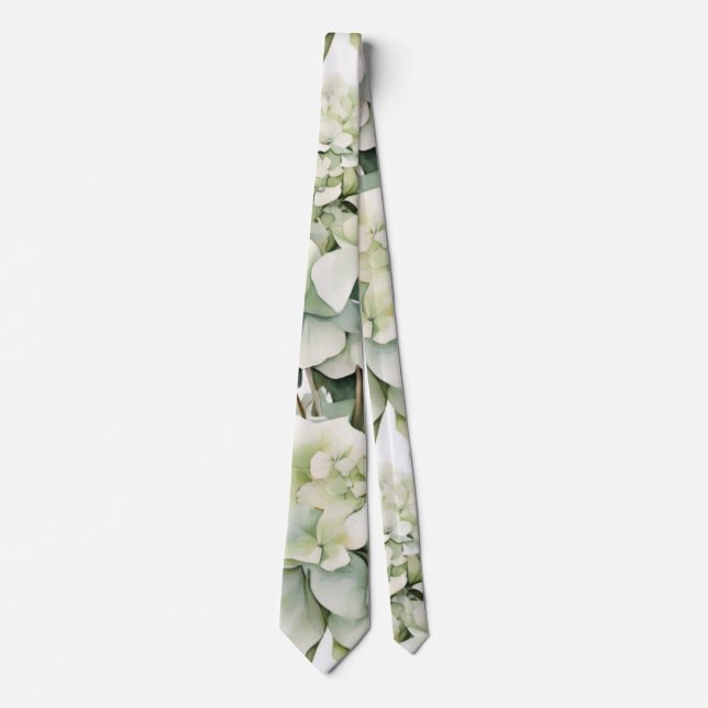 Elegante weiße, grüne Hydrangeas mit Blumen Krawatte (Vorderseite)