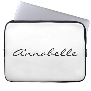 Elegante weiße handgeschriebene Schriftart Name be Laptopschutzhülle