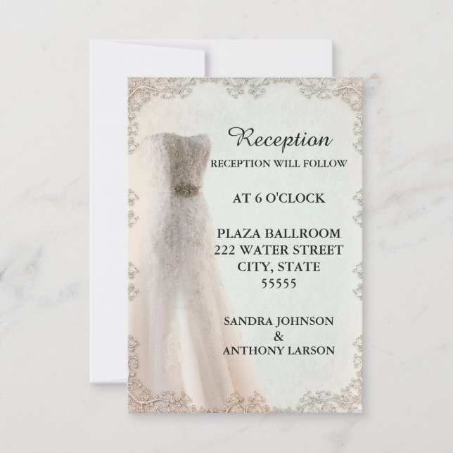 Elegante weiße Hochzeitsempfehlung, Hochzeitskleid Einladung (Vorderseite)