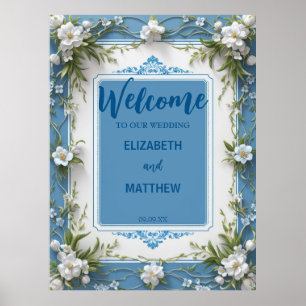 Elegante weiße Hydrangea Blume rustikale Hochzeit Poster
