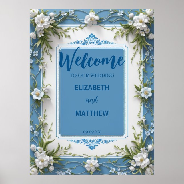 Elegante weiße Hydrangea Blume rustikale Hochzeit Poster (Vorne)