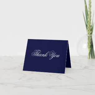 Elegante weiße Kalligrafie auf tief marineblauer H Dankeskarte