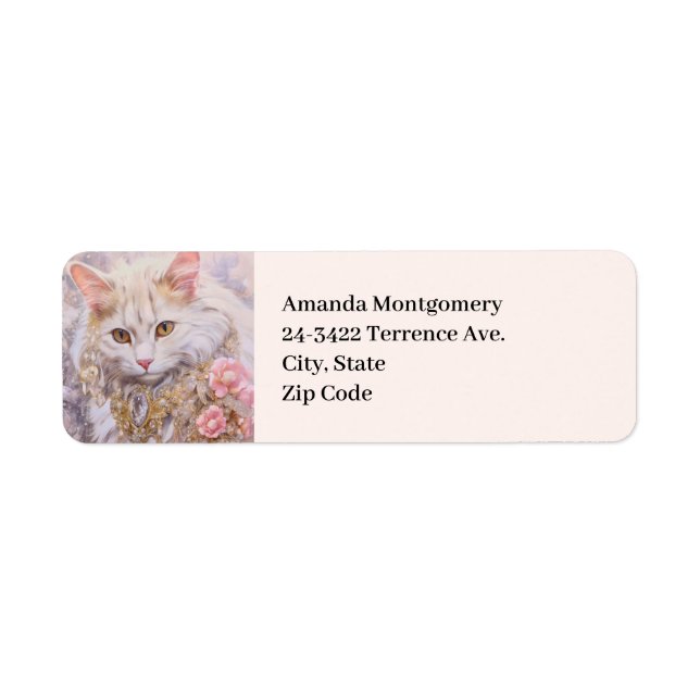 Elegante weiße Katze in Gold und Diamanten (Vorne)