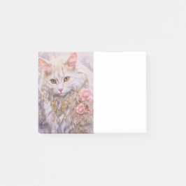 Elegante weiße Katze in Gold und Diamanten Post-it Klebezettel