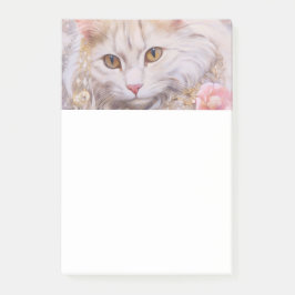 Elegante weiße Katze in Gold und Diamanten Post-it Klebezettel