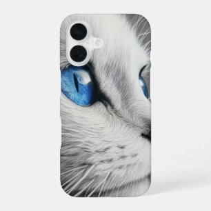Elegante weiße Katze mit blauen Augen - iPhone 16  Hülle