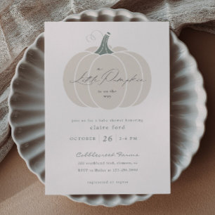 Elegante weiße kleine Kürbis-Herbst-Baby-Party Postkarte