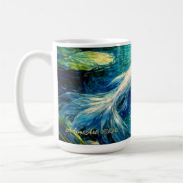 Elegante Weiße Koi & Wasserlilie Impressionistisch Kaffeetasse