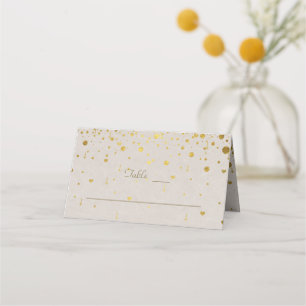 Elegante weiße Leder-Gold-Konfetti-Hochzeit Platzkarte